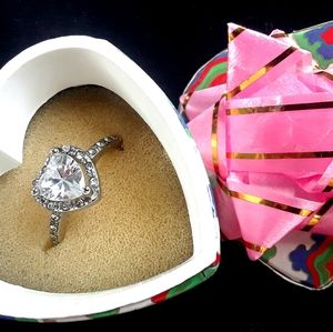 NEW 925 Sterling Silver Heart Shaped CZ Diamond